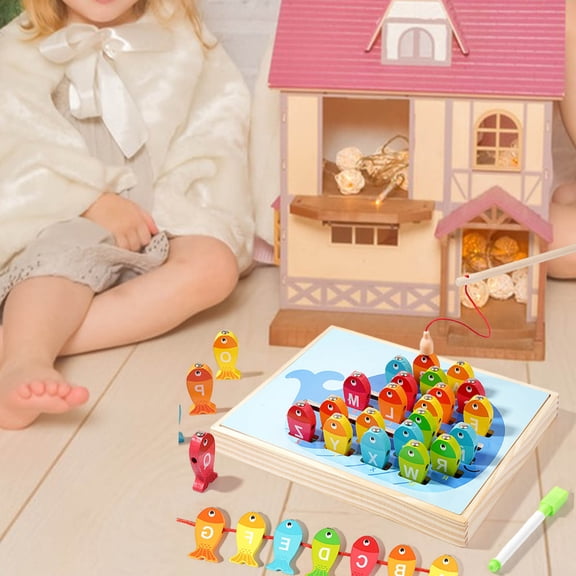 SPOORYYO 9-in-1 Multifunctional Building Block Toy Box, Alphabet Number Pairing Fishing Painting Educational Interactive Puzzle Toy