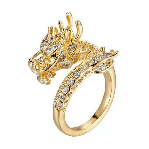 SPOORYYO Adjustable Delicate Dragon Ring with Zirconia Embellishment - Premium Craftsmanship for Versatile Elegance