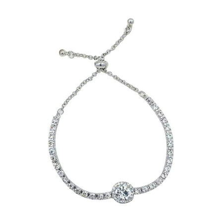 SPOORYYO Adjustable Round Zircon Bracelet for Women - Elegant Super Flash Sparkling Crystal Jewelry Gift