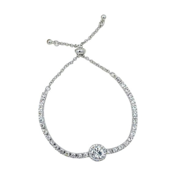 SPOORYYO Adjustable Round Zircon Bracelet for Women - Elegant Super Flash Sparkling Crystal Jewelry Gift