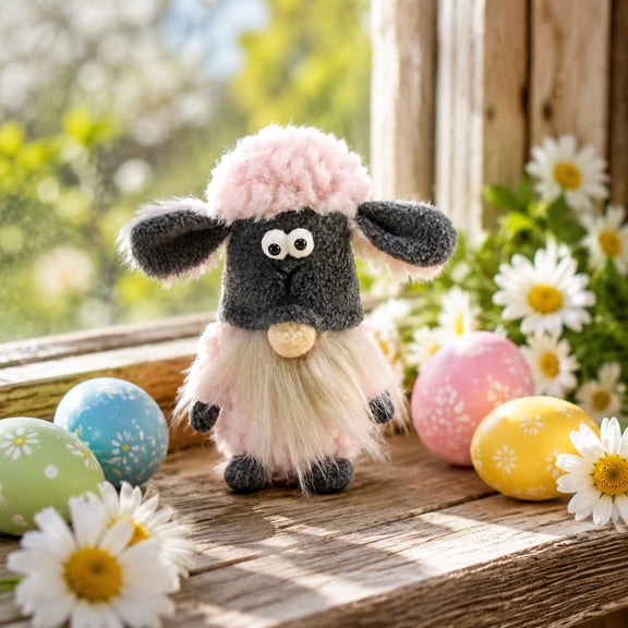 SPOORYYO Adorable Easter Cute Lamb Doll Figurine - Whimsical Home Decoration & Charming Goblin Ornament Perfect for Spring Celebrations & Gift Giving to Friends and Family