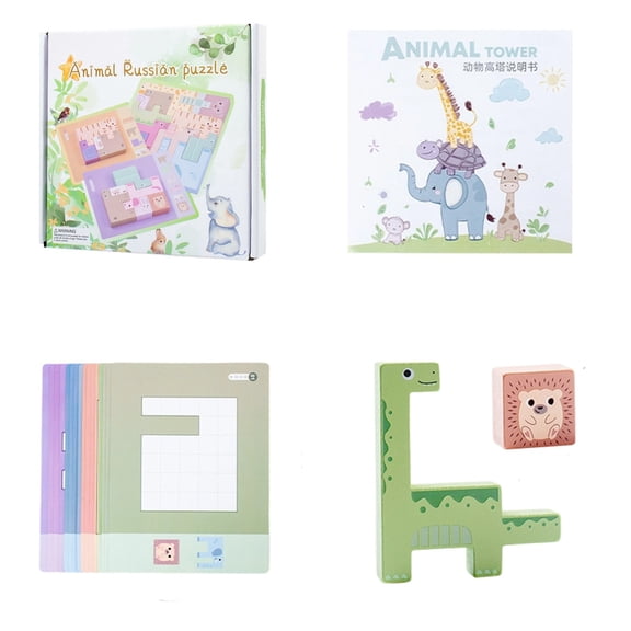 SPOORYYO Advanced Matching Three Dimensional Puzzle Board, Wooden Multi Level Challenge Animal Puzzle Game