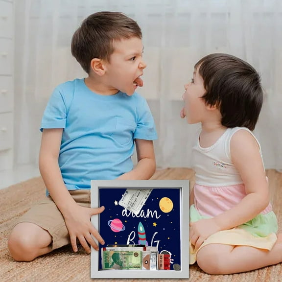 SPOORYYO Adventure Archive Box - Hollow Picture Frame Money Storage Tank, Transparent Coin Display Frame, Commemorative Souvenir Organizer, Modern Decorative Memory Keeper (22x22x4.5cm)