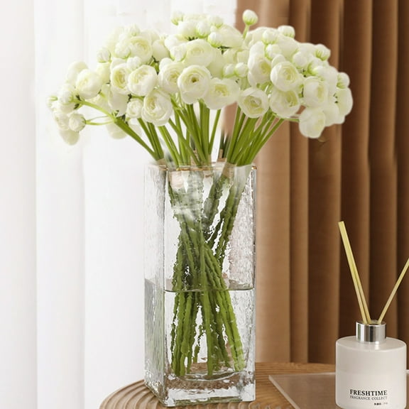 SPOORYYO Artificial Camellia Flowers, 6 Stems Fake White Pink Camellia Bouquet for Home Wedding Party Decor