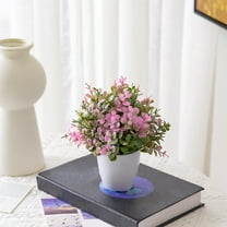 SPOORYYO Artificial Eucalyptus Plant in Pot, 7.4 Inch Fake Potted Plant with 3 Pronged Leaves for Home Office Desk Decor