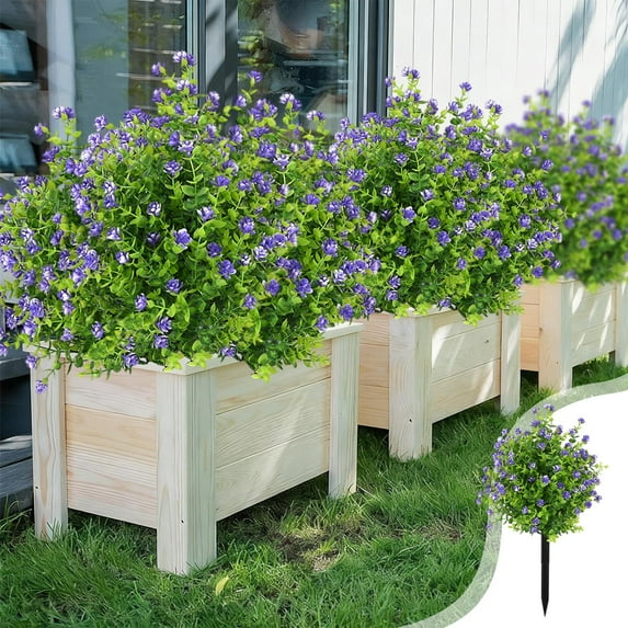 SPOORYYO Artificial Fake Flowers For Outdoor Outside Decor, Faux Plants Silk Realistic Flower Look Real Plastic Decorations For Porch