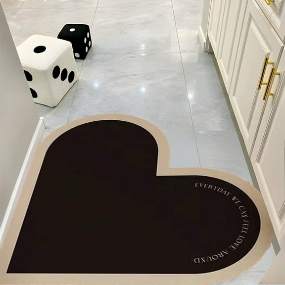 SPOORYYO Bathroom Love Rug - Super Absorbent and Quick-Drying, Rubber Backing, Washable Floor Mat for Tub, 20x20 Inches