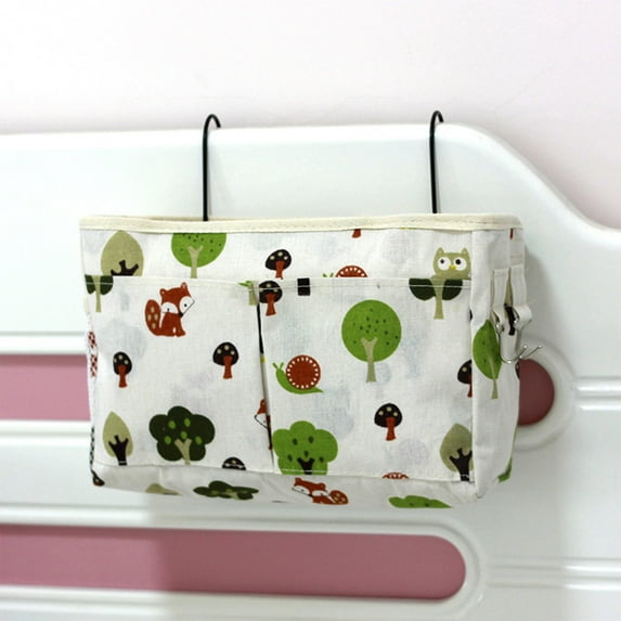 SPOORYYO Bedside Caddy Hanging Storage Organizer with Pockets & Hooks for Bunk Beds, Dormitory Bed Rail to Hold Phone Book Glasses