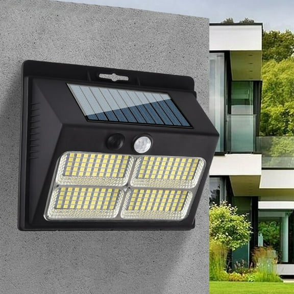 SPOORYYO Black Solar Outdoor Lights, Motion Sensor IP65 LED Wall Security Lights with 3 Modes for Fence Yard Garden Patio Front Door (1 Pcs), Waterproof