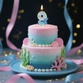 thumbnail image 1 of SPOORYYO Blue Mermaid Tail Number Birthday Candle for Cake Topper, Anniversary Celebration Supplies, 1 of 6