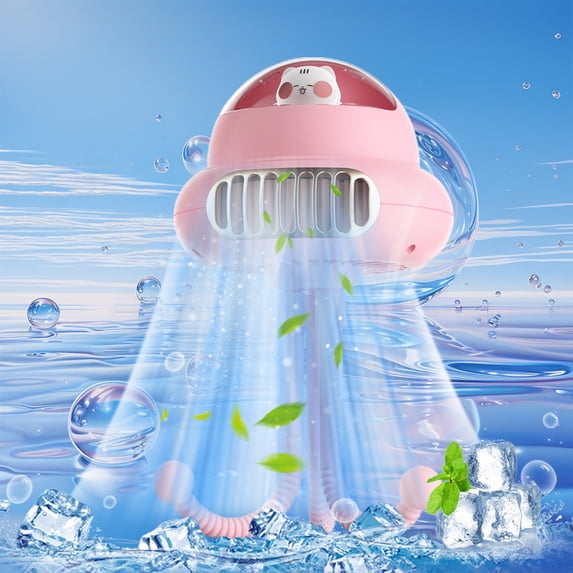HOZVOMI Adjustable-Head Baby Stroller Fan with Night Light, Portable Rechargeable 4-Speed Fan for Strollers and Desks