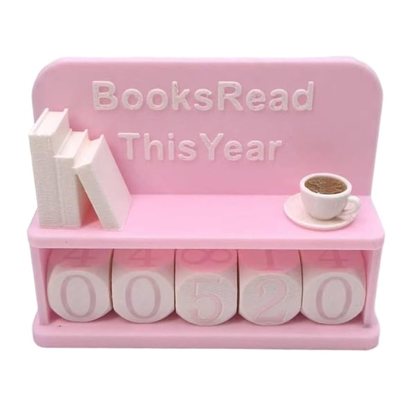 SPOORYYO Books Read Sign Printed Tracker, Visual Reading Goal Counter for Shelf Decor, Manual Numbered Cube Design, Versatile Challenge Decor