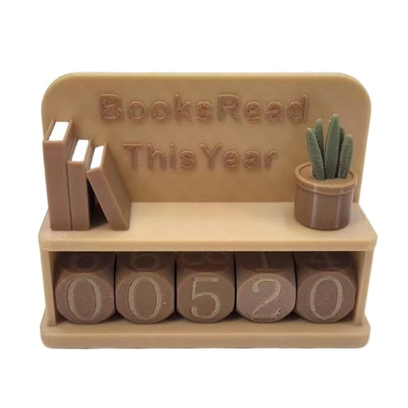 SPOORYYO Books Read Sign Printed Tracker, Visual Reading Goal Counter for Shelf Decor, Manual Numbered Cube Design, Versatile Challenge Decor