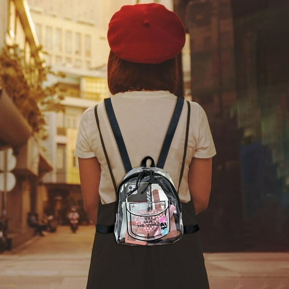 SPOORYYO Candy-Colored Transparent Backpack for Women | Waterproof PVC Clear Backpack | Fashionable & Spacious Student Bag with Comfort Shoulder Straps, Front Pocket & Easy-Zip Access