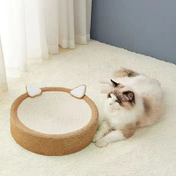 SPOORYYO Cat Scratching Pad & Bed Combo, Extra Thick Durable Corrugated Paper Scratcher, Non-Shedding Scratch Toy for Indoor Cats, 2-in-1 Cat Furniture