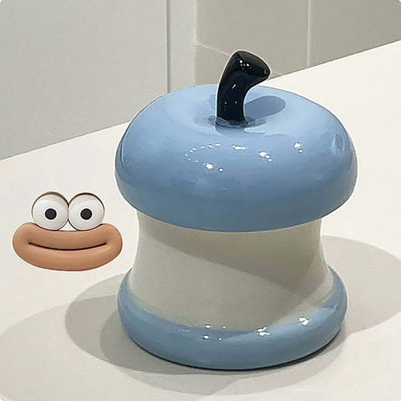 SPOORYYO Ceramic Ashtray With Funny Face Character Removable Lid For Tabletop Use
