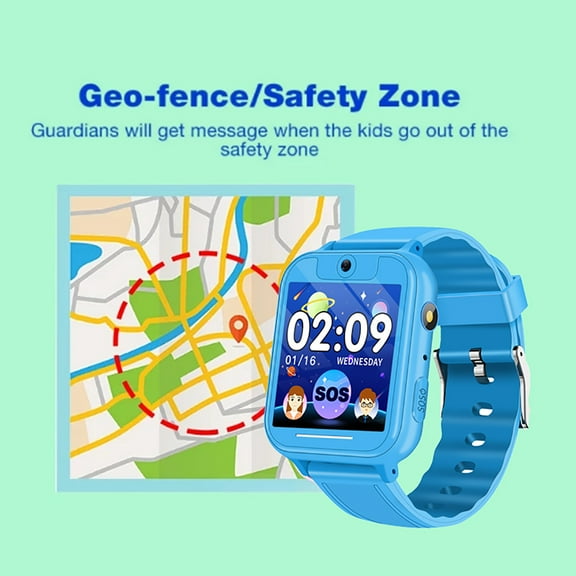 SPOORYYO Children's Smartwatch with 1.54 Inch HD Screen, MP3 Player, Camera, SOS Call & LBS Positioning - Supports 5 Games, Alarm, Recorder, Calculator, Multi-Language