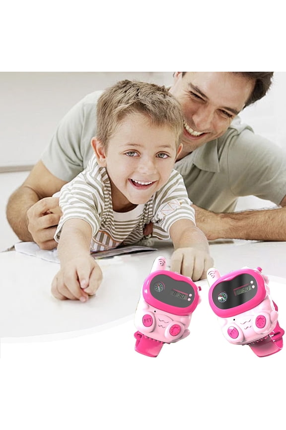 Children's USB Rechargeable Communication Wrist Watch - Two Way Radio Device with Digital Display for Kids Outdoor Adventures, Family Activities, and Interactive Communication (Pink)