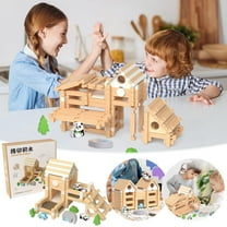 SPOORYYO Children's Wooden Construction Blocks - Early Education Puzzle, Mortise and Structure Building House Assembly Hands-on Toys