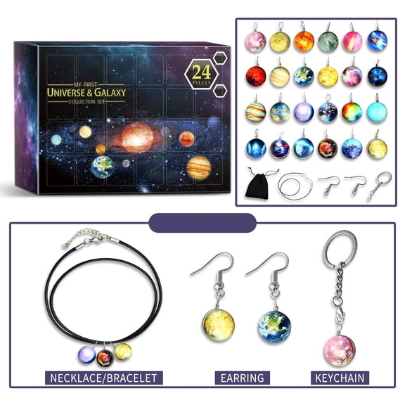 SPOORYYO Christmas 24 Days Space Countdown Calendar Advent Kit for Holiday Gift and Tree Ornaments Educational Surprises for Exploring the Universe