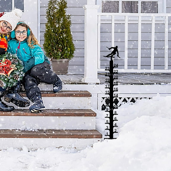 SPOORYYO Christmas Outdoor Decor - 24 Metal Snow Ruler with Snowflake Design for Holiday Display