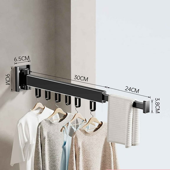 SPOORYYO Clothes Hanger Rack Swing Arm,Folding Wall-Mounted Clothes Hanger Invisible Telescopic Hanger for Indoor Household and Balcony Use