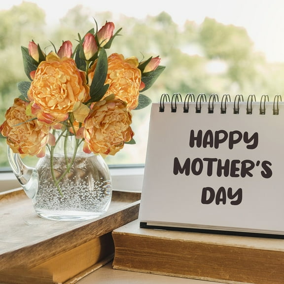 SPOORYYO Coated Fabric 4 Head Burnt Peony Artificial Flower - 61 cm, Plastic, Blue, Coffee, Hot Pink, Orange