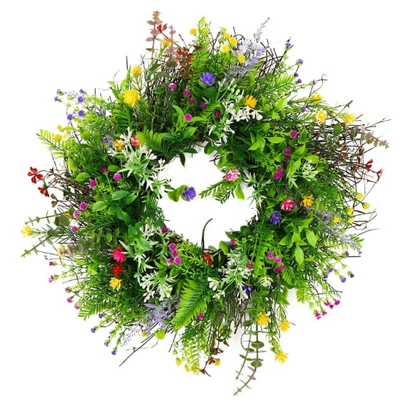 SPOORYYO Colorful Spring and Summer Front Door Garland with Wildflowers and Buttercups