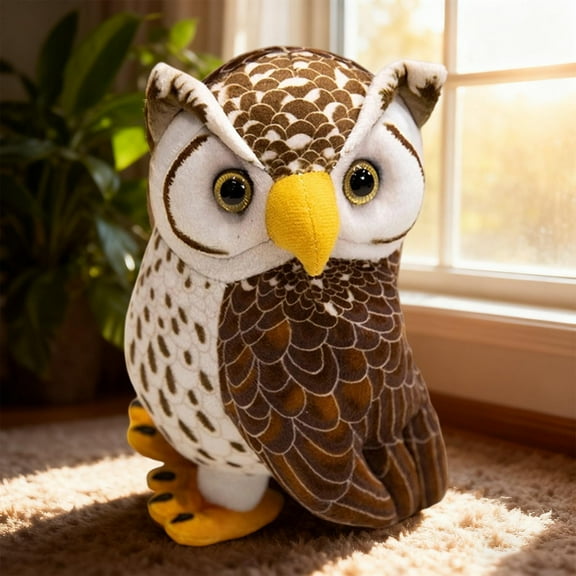 SPOORYYO Cute Big Eyed Owl Doll Toy Realistic Stuffed Soft Portable Shower Birthday Gift