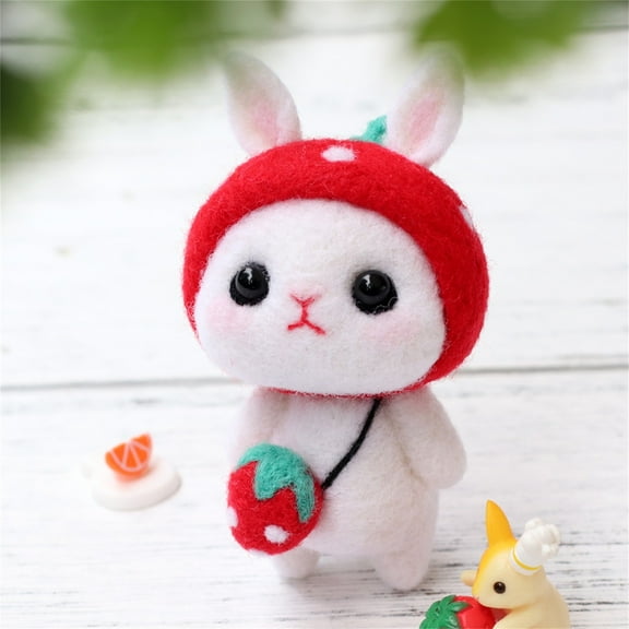 SPOORYYO Cute Rabbit DIY Wool Felt Craft Kit - Handmade Poke Felt Set with Materials and Instructions for Creative Fun