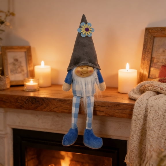 SPOORYYO Cute Smiling Face Gnome Doll With Dangling Legs For Home Tabletop Shelf Decor