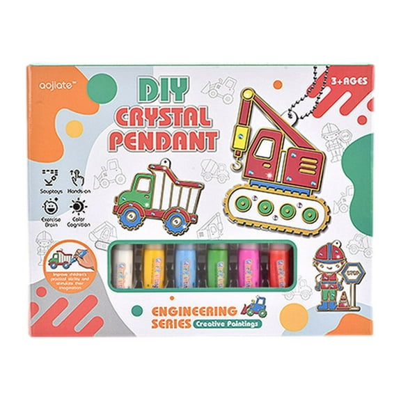 SPOORYYO DIY Crystal Painting Arts and Crafts Set - 3D Baking Free Graffiti, Coloring, and Adhesive Painting Kit for Kids Over 3 Years Old