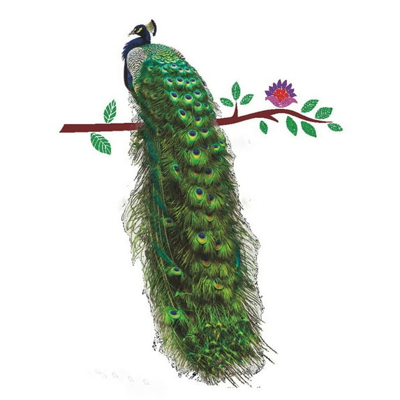 SPOORYYO DIY Removable Peacock Wall Decal - Eco-Friendly PVC Sticker for Home Decor, 58x75cm Green