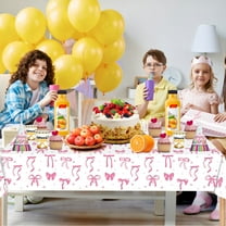 SPOORYYO Disposable Bowknot Girl Birthday Party Tablecloth, Plastic Material, 137x274cm, Holiday Props & Layout Supplies, Tear/Wrinkle Resistant, Easy to Use/Clean, Versatile for Parties/Events