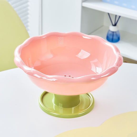 SPOORYYO Do-pamine Flower Fruit Tray, Draining Bowl with Detachable Base, Decorative High-Legged Snack Tray for Living Room Coffee Table