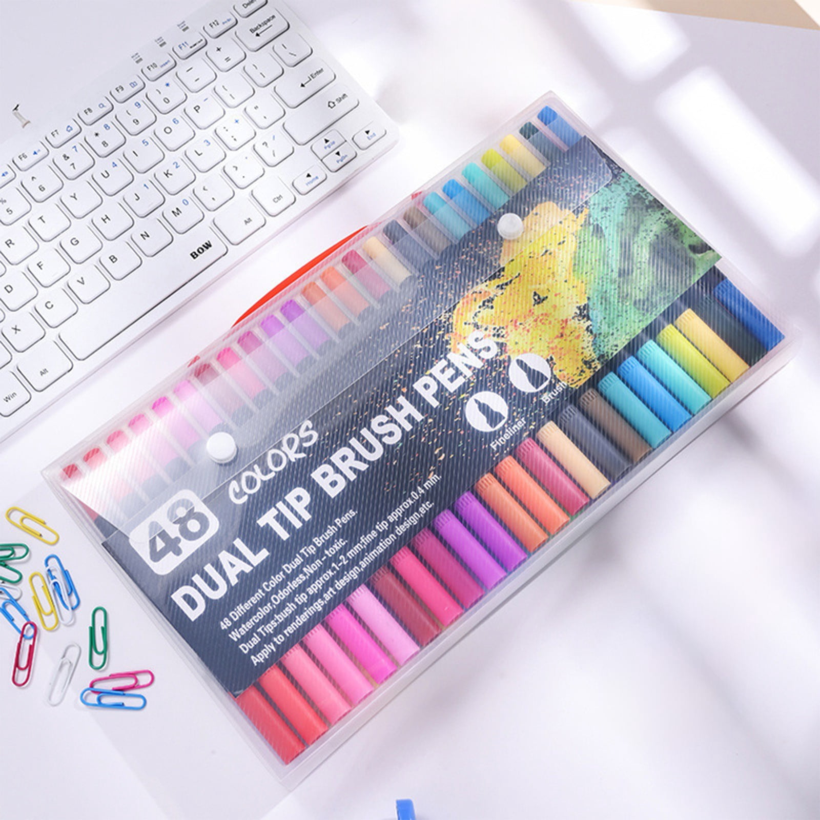 SPOORYYO Double Ended Watercolor Brush Pens Set, Fine and Brush Tip Washable Markers for Adult Coloring, Sketching, Doodling and Illustration