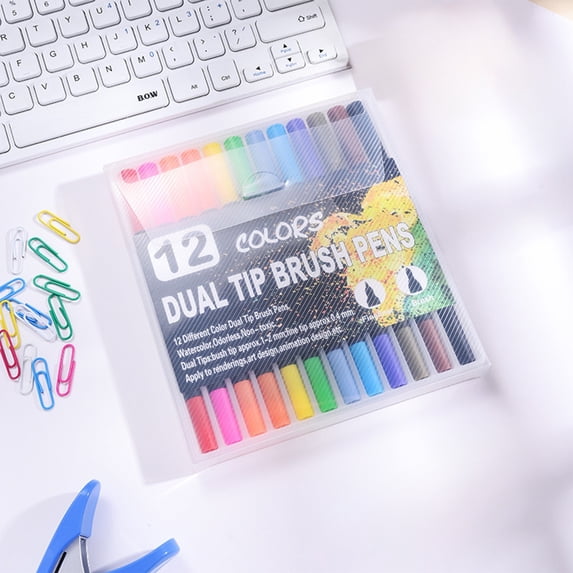 SPOORYYO Double Ended Watercolor Brush Pens Set, Fine and Brush Tip Washable Markers for Adult Coloring, Sketching, Doodling and Illustration
