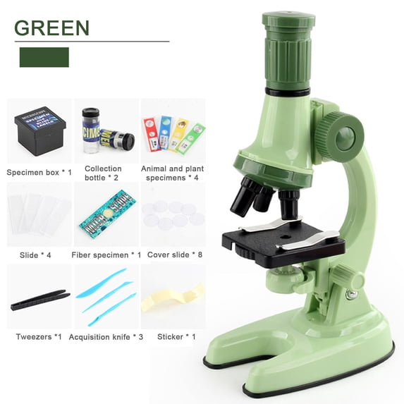 SPOORYYO Educational Microscope Kit for Primary School Science Exploration, High Magnification 100X 600X 1200X, Easy to Use with LED and Accessories