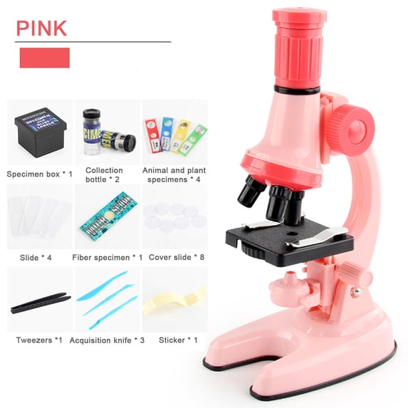 SPOORYYO Educational Microscope Kit for Primary School Science Exploration, High Magnification 100X 600X 1200X, Easy to Use with LED and Accessories