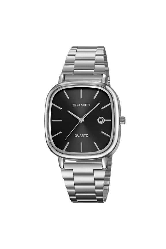 Elegant Date Watch with Quartz Movement, Stainless Steel Bracelet and Clear Date Window
