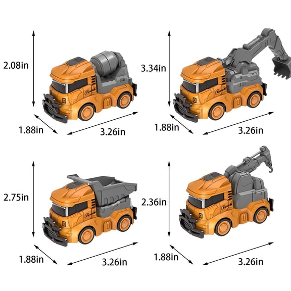 SPOORYYO Engineering Vehicle Toy Gift Box Set Simulation Excavator Bulldozer Model Cake Ornaments Birthday Gift Christmas Toy Gift