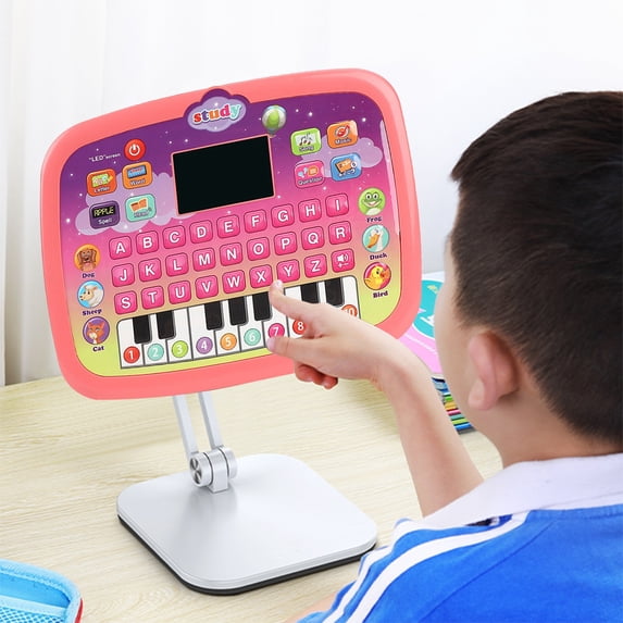 SPOORYYO English Learning Tablet with LED Screen Educational Toy for Early Learning Interactive Q&A Function Piano Keyboard