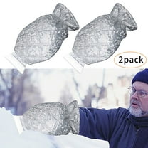 SPOORYYO Ergonomic Windshield Snow Removal Scraper with Thick Plush Pile-Lined Mitt and ABS Plastic Shovel for Car Window Ice Clearing