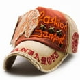 thumbnail image 1 of SPOORYYO Fashionable Baseball Cap with Letter Patchwork, Adjustable Buckle Closure Casual Distressed Hat for Outdoor and Daily Wear, 1 of 1