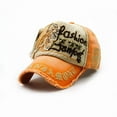 thumbnail image 1 of SPOORYYO Fashionable Baseball Cap with Letter Patchwork, Adjustable Buckle Closure Casual Distressed Hat for Outdoor and Daily Wear, 1 of 1