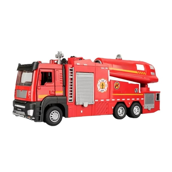 SPOORYYO Fire Truck Toy with Spray Sprinkler Ladder Rescue Engineering Car with Sound Light Pull Back Function