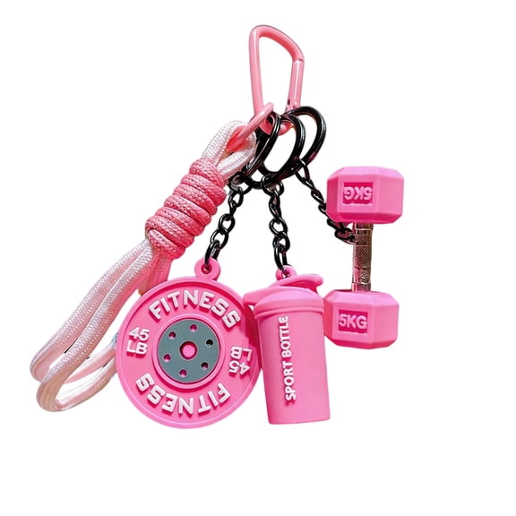 SPOORYYO Fitness Keychain Set Sport Barbell Keychain Sport Training Dumbbell Water Cup Gym Peripheral Gift Backpack Pendant