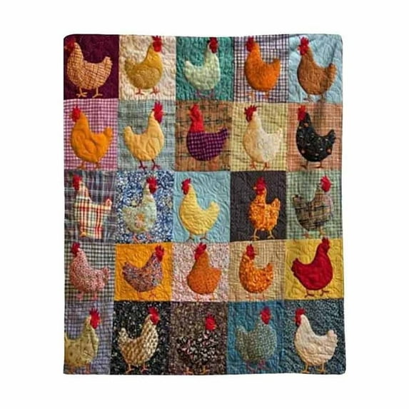 SPOORYYO Flannel Chicken Blanket with Multiple Patterns and Shapes, Soft Throw Blanket for Couch, Bed, Cozy Farmhouse Decor
