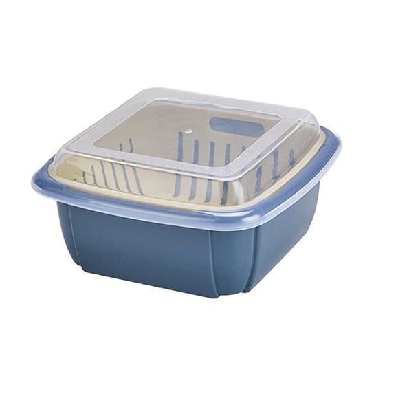 SPOORYYO Fruit Vegetable Food Storage Containers For Fridge,Double Layer Drainage Basket,Vegetable Water Fruit Basket,Refrigerator,Vegetable Washing Basket,Storage Basket With Lid