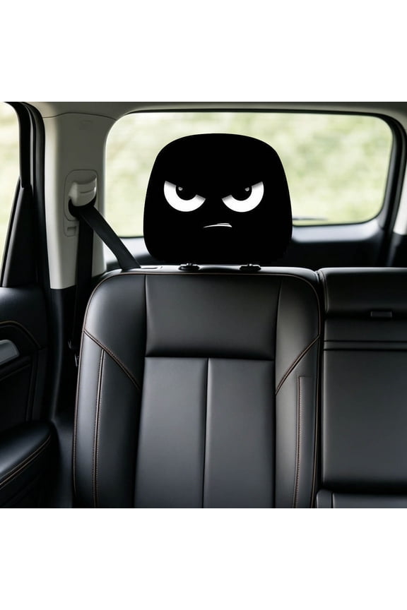 Funny Car Headrest Cover with Angry Expression for Auto Interior Decor